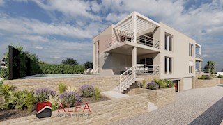 Croazia, Vodice – Nuova casa bifamiliare in vendita con garage, piscina e vista mare