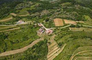 Rinnova la tua oasi a Oprtalj: case in pietra su un ampio terreno con potenziale