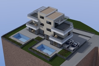 Moderne ville bifamiliari con piscina vicino a Sebenico