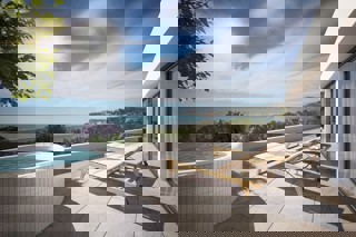 Appartamento con una camera da letto al piano terra con terrazza, jacuzzi e vista mare