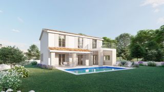 Parenzo, dintorni, terreno, iniziata costruzione di una villa vista mare