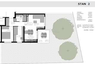 Appartamento Privlaka, 76,88m2