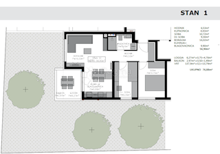 Appartamento Privlaka, 76,88m2