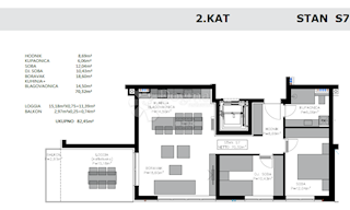 Appartamento Privlaka, 76,88m2