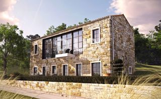 ISTRIA, CEROVLJE - Antico edificio in pietra con ristrutturazione iniziata