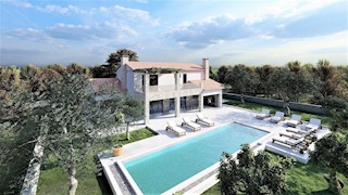 ISTRIA, KAŠTELIR - Progetto di una bella villa in pietra con vista mare