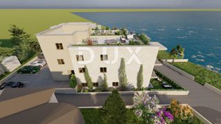 PAG, MANDRE - appartamento con tre camere da letto in un nuovo edificio, prima fila al mare, planimetria ideale