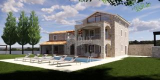 ISTRIA, POREČ - Progetto di una lussuosa villa in pietra in costruzione