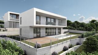 Modern villa with pool and sea view, under construction, island of Krk