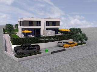 Isola di Krk, terreno con permesso di costruzione e vista mare