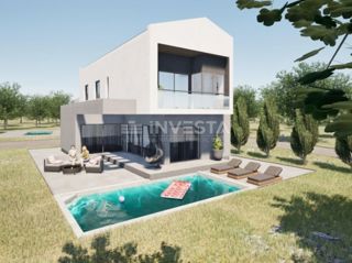 Dintorni di Žminj - terreno edificabile di 612 m² con progetto concettuale