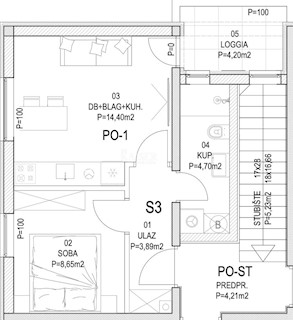 Barban - nuova costruzione, 1 camera da letto + soggiorno con loggia, 36 m2