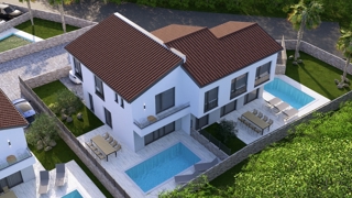 MALINSKA - Nuova costruzione! Casa bifamiliare con piscina e vista mare