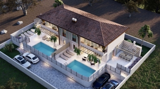 MALINSKA, ISOLA DI KRK - Casa bifamiliare con piscina e vista mare