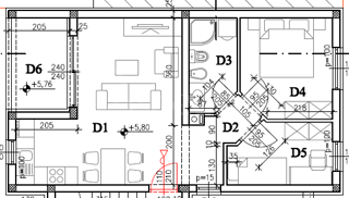 Appartamento secondo piano, 58,50 m2, 2 camere da letto, parcheggio, Valdebek