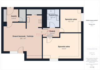 Appartamento Malešnica, Stenjevec, 77,24m2
