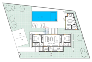 Istria, Gimino, terreno edificabile perfetto - 860m2 - con permesso di costruzione  In una posizione perfetta nell'Istria centrale, eppure a soli 2 km da Gimino e da tutti i servizi necessari, negozi, banche, ecc., vendiamo questo perfettamente  terr