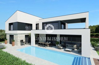 Una villa moderna in una posizione tranquilla con vista panoramica, a 5 km da Parenzo e dal mare