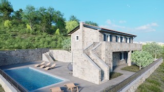 Dintorni di Buie, villa con piscina e vista sui vigneti