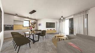 Vrbnik, moderno appartamento al 1° piano di un nuovo edificio con vista mare!