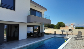 Vrbnik, periferia, casa bifamiliare, nuova costruzione, vista, piscina, vendita