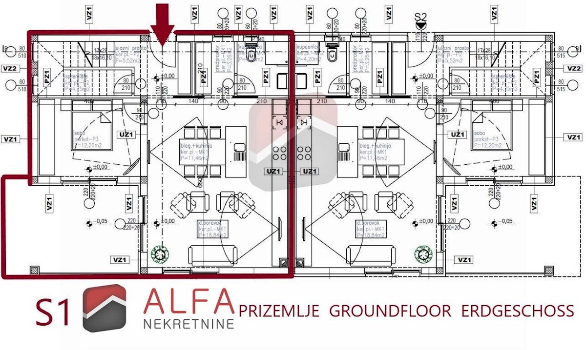 Croazia, Vodice – Nuova casa bifamiliare in vendita con garage, piscina e vista mare