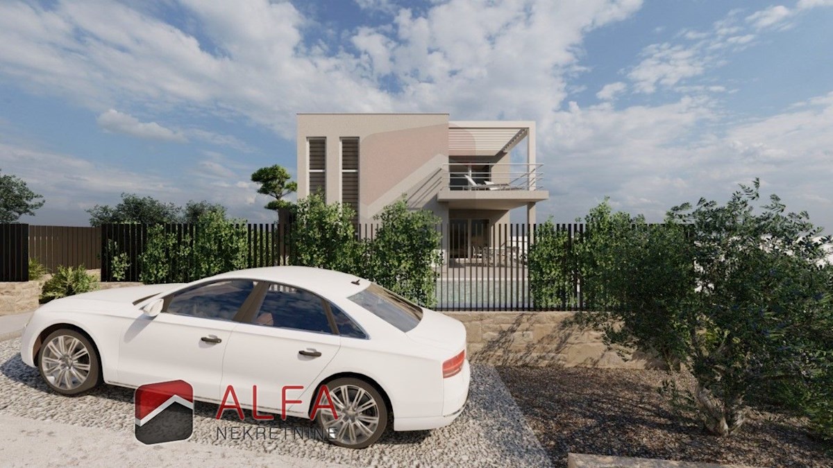 Croazia, Vodice – Nuova casa bifamiliare in vendita con garage, piscina e vista mare