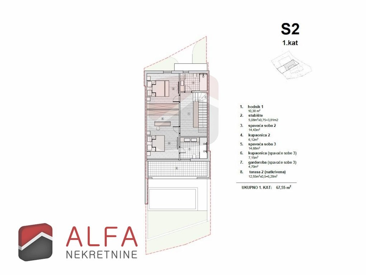 Croazia, Vodice – nuova costruzione, appartamento su tre livelli in vendita, piscina, terrazza sul tetto, cortile, vista mare