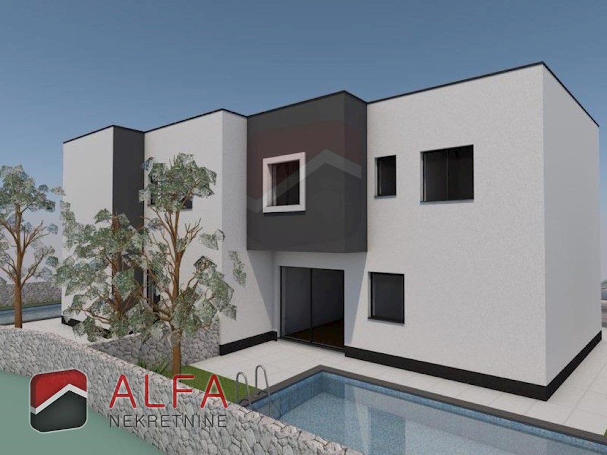 Croazia, Tribunj – nuova casa bifamiliare in vendita, piscina, a 140 m dal mare