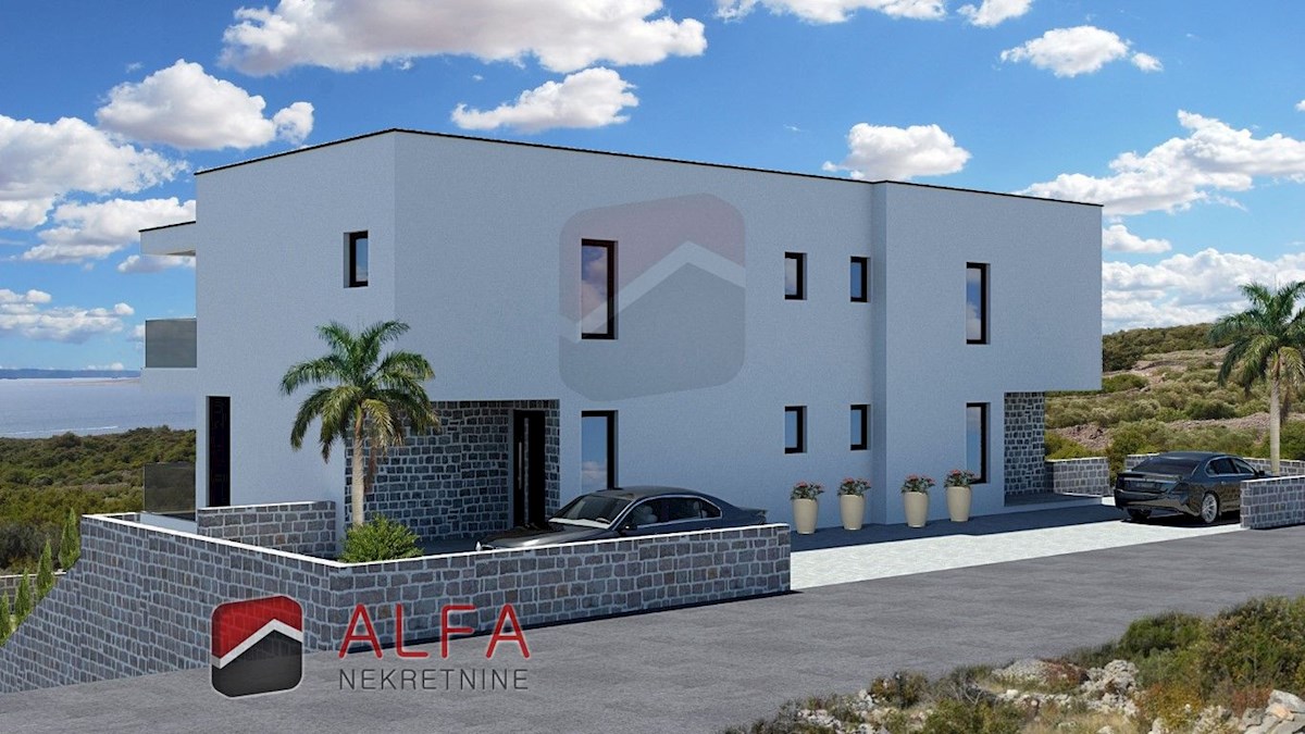 Croazia, Vodice, nuova confortevole casa bifamiliare con piscina e vista mare