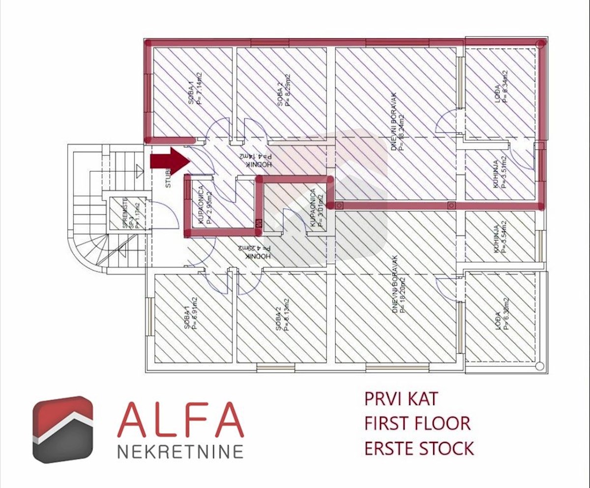 Croazia, Vodice – appartamento con due camere da letto in vendita al primo piano, vicino al mare