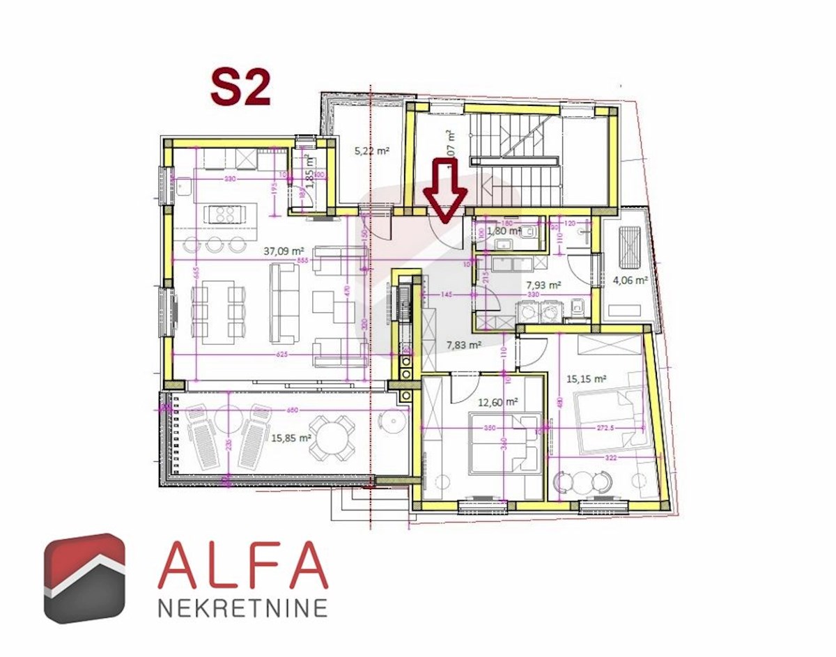 Croazia, Vodice – posizione attraente, nuovo appartamento in vendita, primo piano, 40 m dal mare