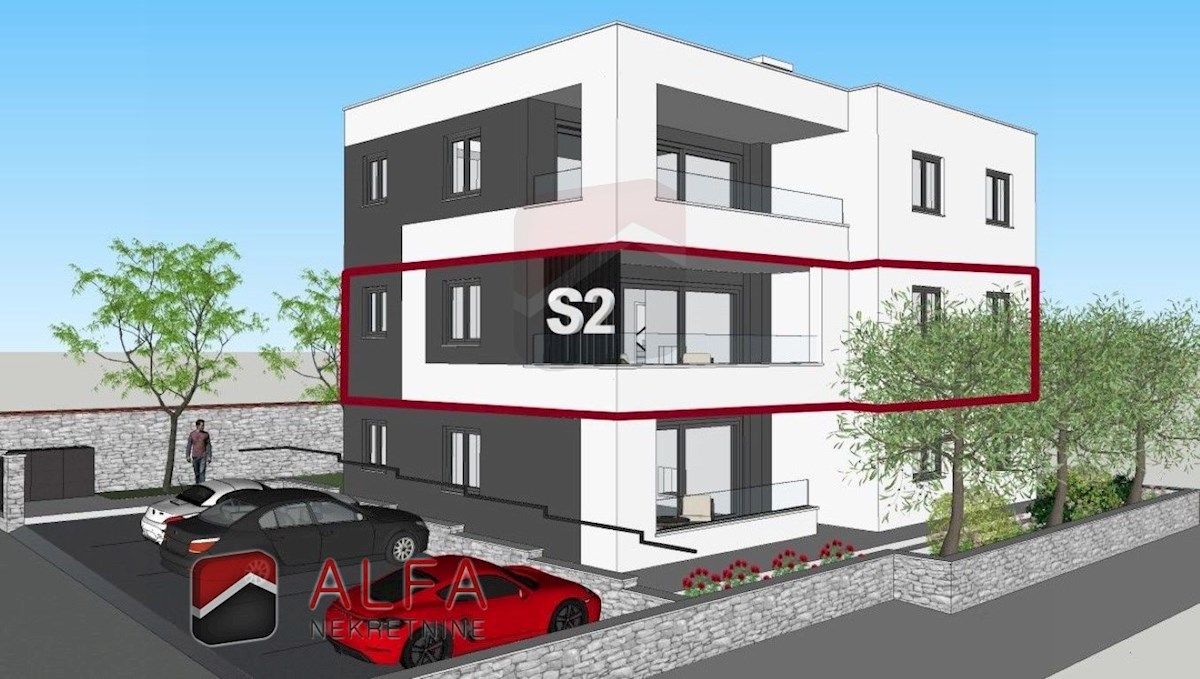 Croazia, Vodice – posizione attraente, nuovo appartamento in vendita, primo piano, 40 m dal mare