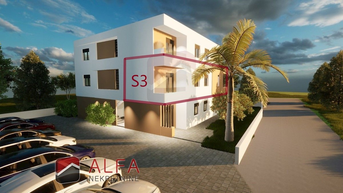 Croazia, Vodice, nuova costruzione, appartamento con tre camere da letto in vendita, due posti auto, vista mare