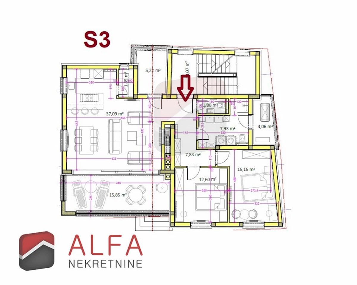 Croazia, Vodice – posizione attraente, nuovo appartamento in vendita, secondo piano, 40 m dal mare