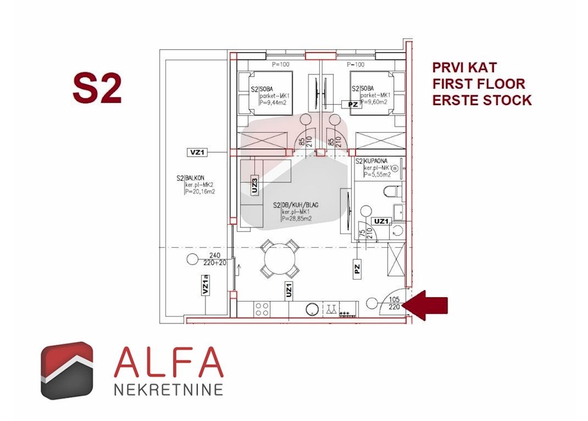 Croazia, Vodice, Srima – nuova costruzione, appartamento bilocale in vendita, primo piano