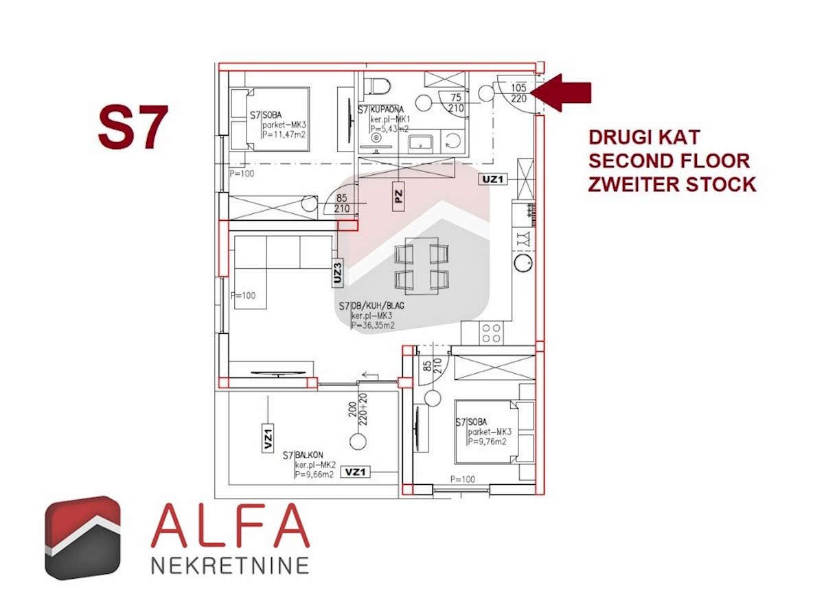 Croazia, Vodice, Srima – appartamento di nuova costruzione in vendita, due camere da letto, secondo piano