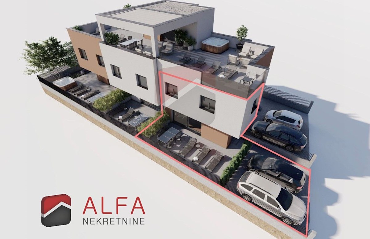 Croazia, Vodice, nuova costruzione, appartamento duplex in vendita, cortile, vicino al mare