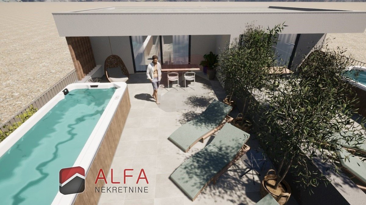 Croazia, Vodice, nuova costruzione, appartamento duplex in vendita con ampia terrazza e vista mare