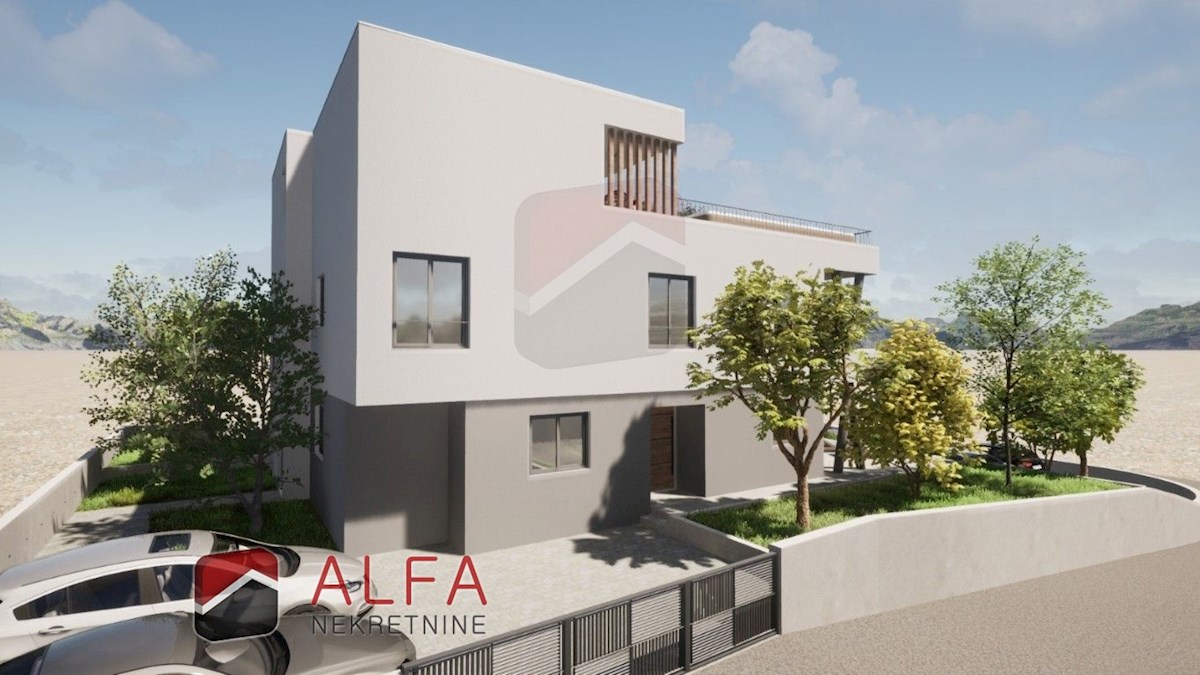 Croazia, Vodice, nuova costruzione, appartamento duplex in vendita con ampia terrazza e vista mare