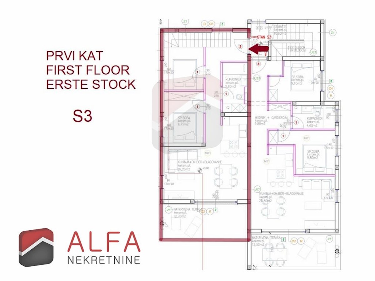 Croazia, Vodice, nuova costruzione, appartamento duplex in vendita con ampia terrazza e vista mare