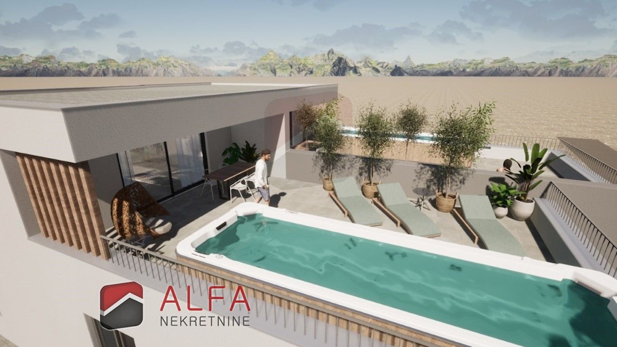 Croazia, Vodice, nuova costruzione, appartamento duplex in vendita con ampia terrazza e vista mare
