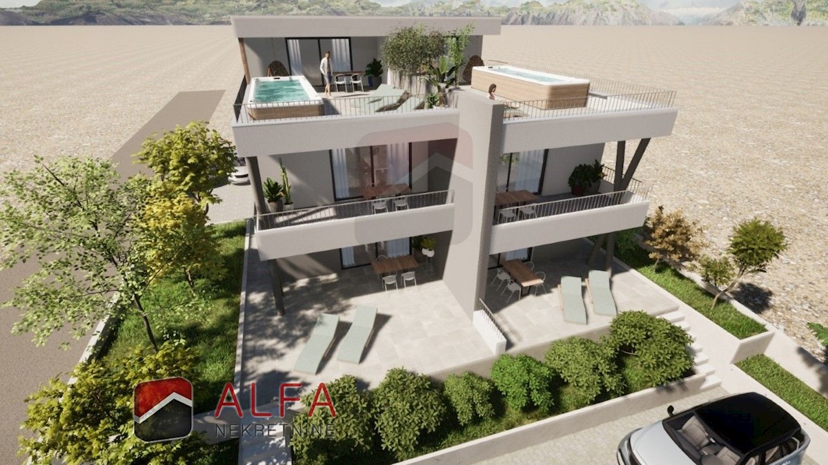 Croazia, Vodice, nuova costruzione, appartamento duplex in vendita con ampia terrazza e vista mare