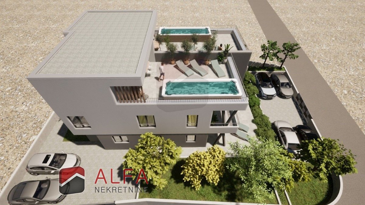 Croazia, Vodice, nuova costruzione, appartamento duplex in vendita con ampia terrazza e vista mare