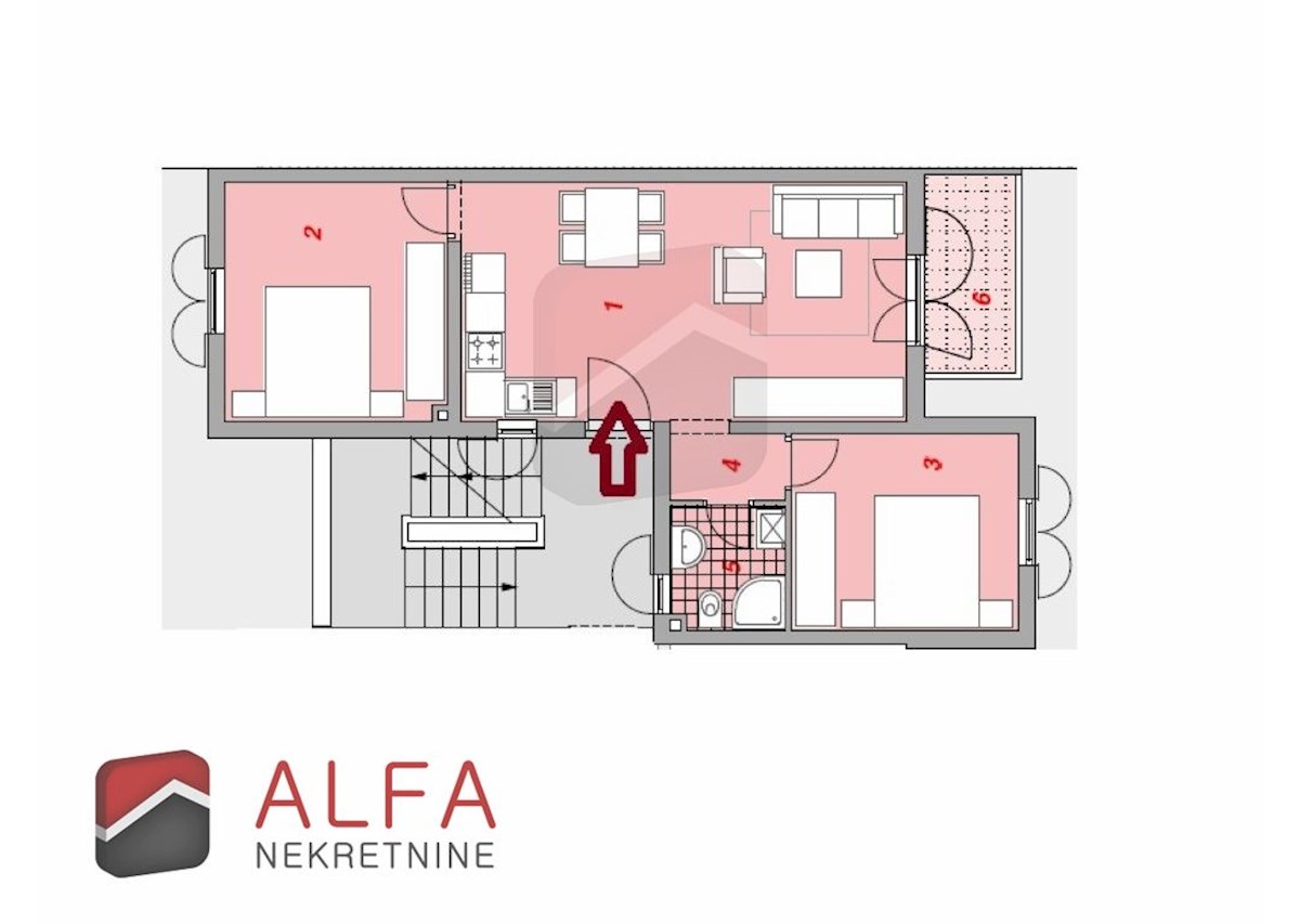 Croazia, Vodice – ATTRAENTE appartamento arredato in vendita, primo piano, a 150 m dal mare