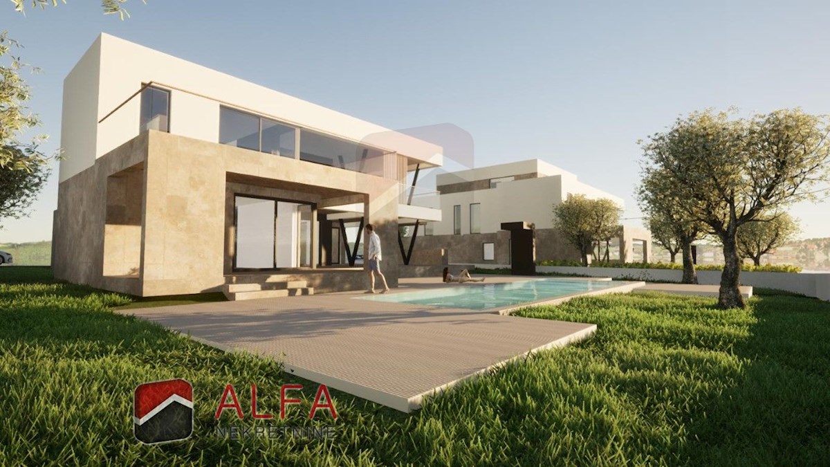 Croazia, Vodice – villa moderna in vendita, con piscina, garage e vista panoramica sul mare