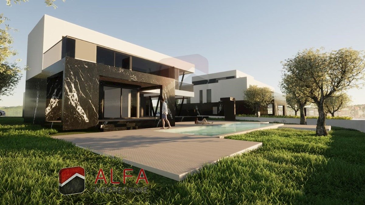 Croazia, Vodice – villa moderna in vendita, con piscina, garage e vista panoramica sul mare