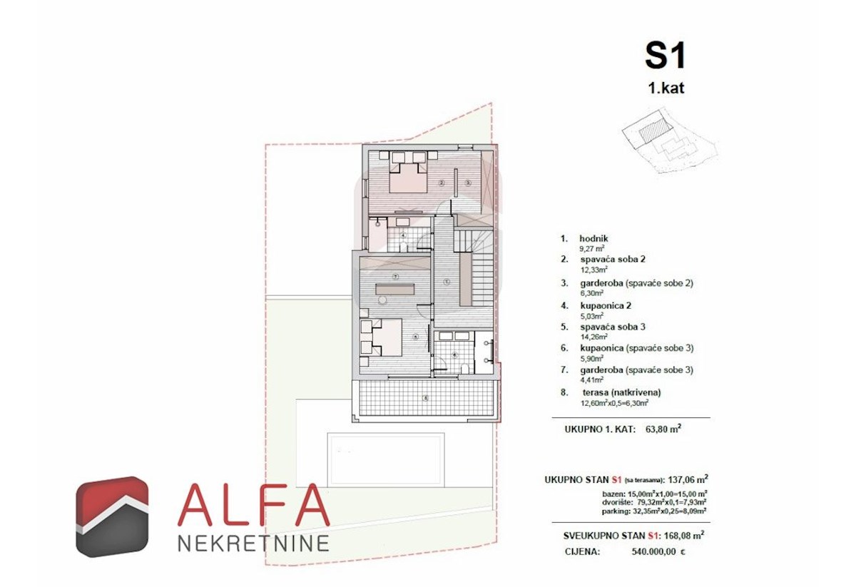 Croazia, Vodice, nuova costruzione – appartamento su due livelli con piscina e giardino, vista mare