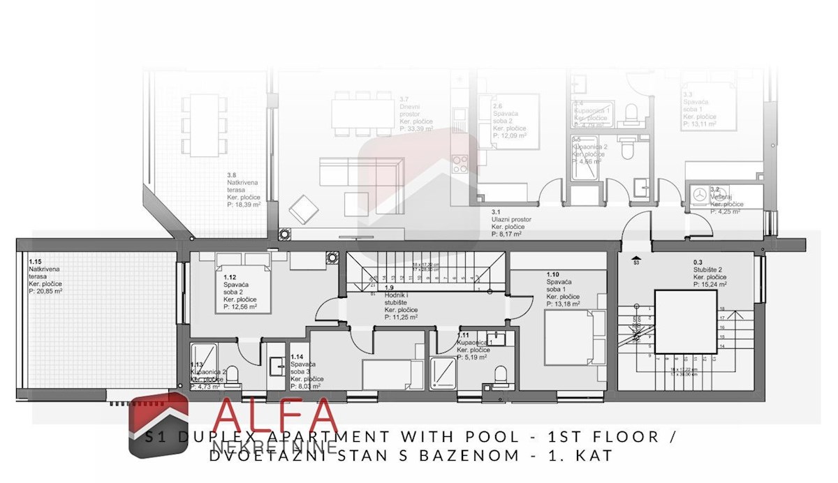 Croazia, Vodice – nuovo appartamento su due livelli in vendita, piscina, giardino, vista mare