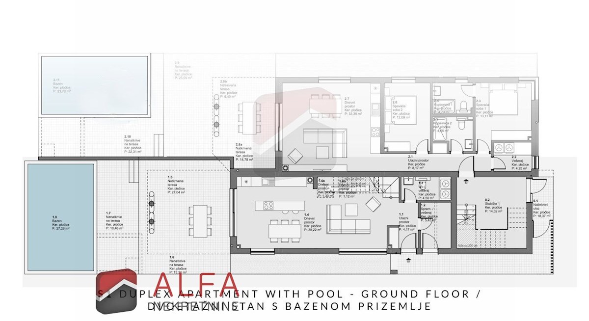 Croazia, Vodice – nuovo appartamento su due livelli in vendita, piscina, giardino, vista mare